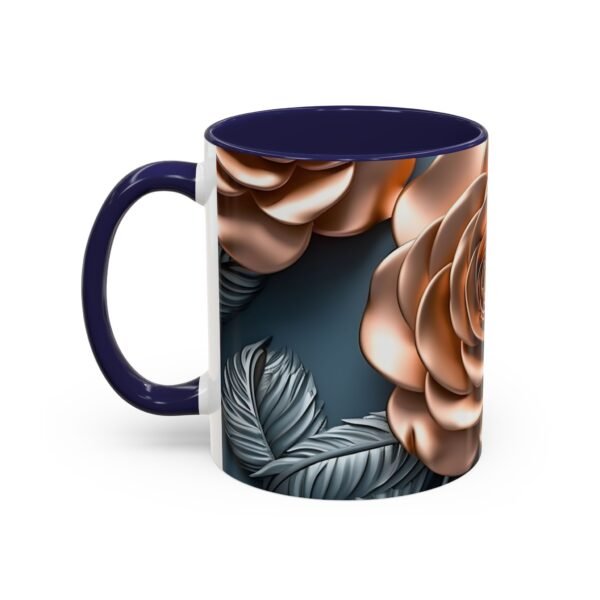 Gold Flower Accent Coffee Mug - Floral Design Cup - Image 15