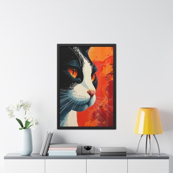 Vibrant Cat Illustration Poster - Framed Artistic Wall Art for Animal Lovers - Image 4