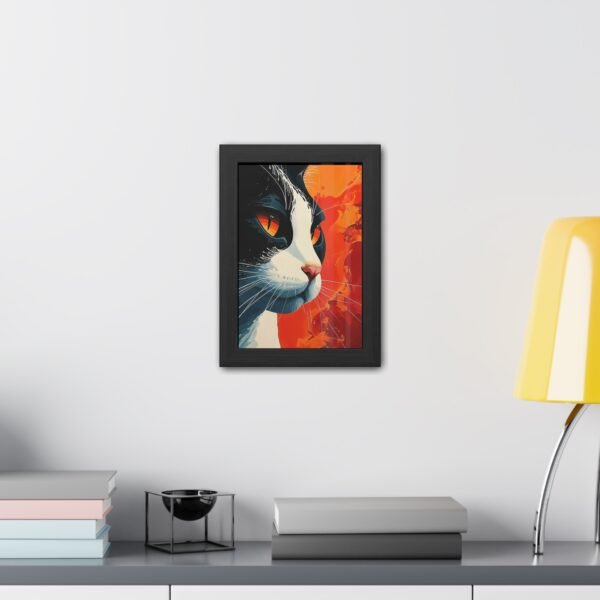 Vibrant Cat Illustration Poster - Framed Artistic Wall Art for Animal Lovers - Image 6