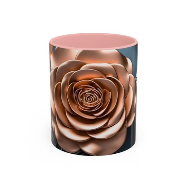 Gold Flower Accent Coffee Mug - Floral Design Cup - Image 2