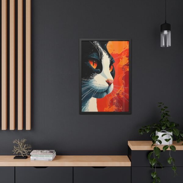 Vibrant Cat Illustration Poster - Framed Artistic Wall Art for Animal Lovers