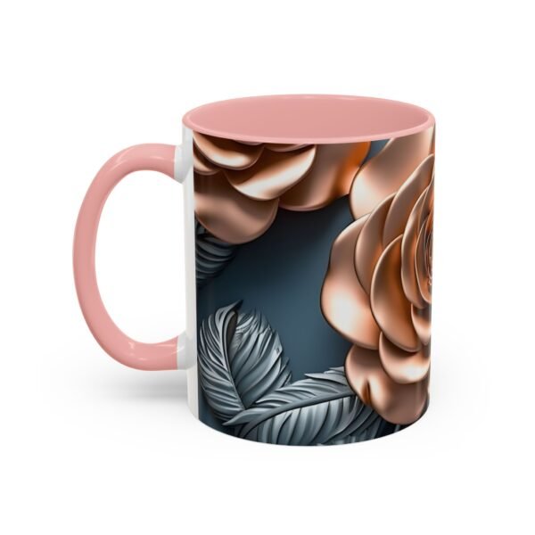 Gold Flower Accent Coffee Mug - Floral Design Cup - Image 4