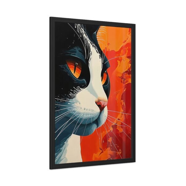 Vibrant Cat Illustration Poster - Framed Artistic Wall Art for Animal Lovers - Image 3