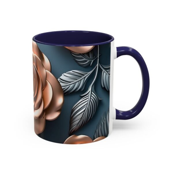 Gold Flower Accent Coffee Mug - Floral Design Cup - Image 14