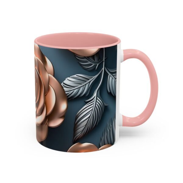 Gold Flower Accent Coffee Mug - Floral Design Cup - Image 3