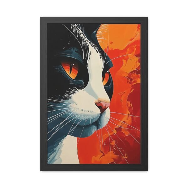 Vibrant Cat Illustration Poster - Framed Artistic Wall Art for Animal Lovers - Image 9