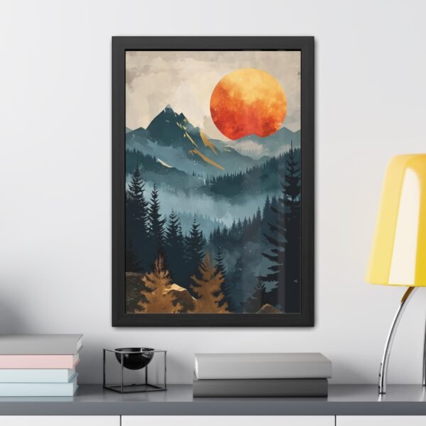 Sunset Mountain Abstract Art Framed Posters - Home Decor Wall Art