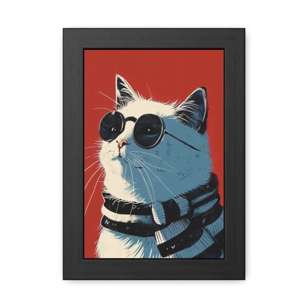 Cat with Glasses Art Framed Posters - Cute Kitty Wall Decor, Animal Lover Gift - Image 3