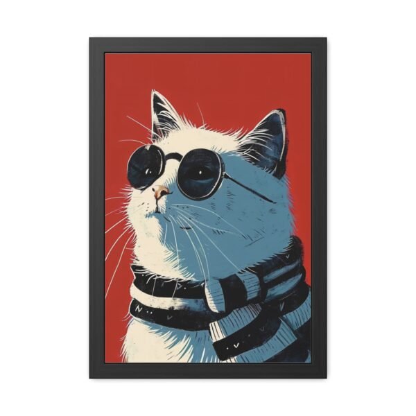 Cat with Glasses Art Framed Posters - Cute Kitty Wall Decor, Animal Lover Gift - Image 2