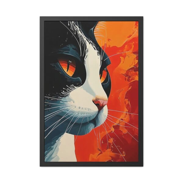 Vibrant Cat Illustration Poster - Framed Artistic Wall Art for Animal Lovers - Image 2