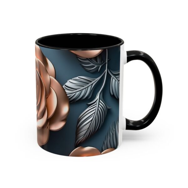 Gold Flower Accent Coffee Mug - Floral Design Cup - Image 8