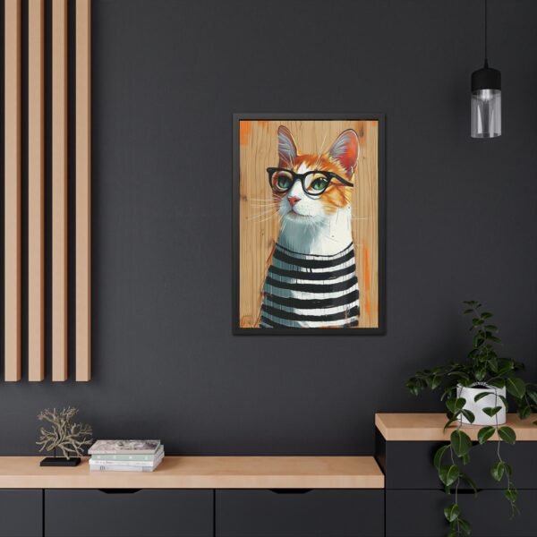 Cat Art Framed Posters - Cute Kitty Wall Decor, Kitten Illustration Prints