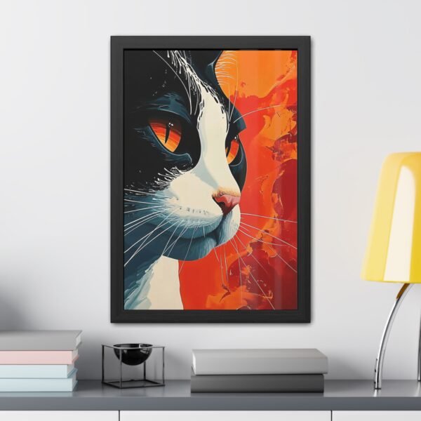 Vibrant Cat Illustration Poster - Framed Artistic Wall Art for Animal Lovers - Image 10