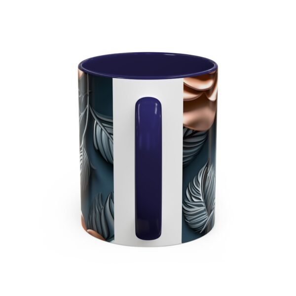 Gold Flower Accent Coffee Mug - Floral Design Cup - Image 16