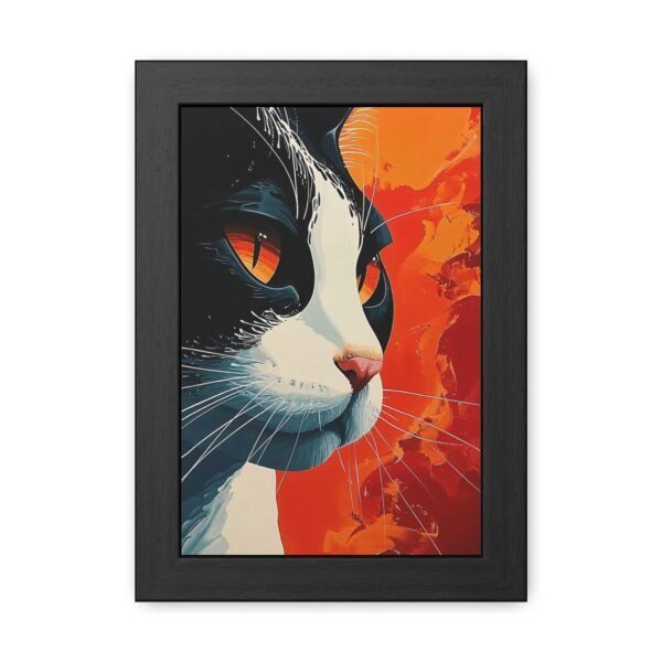 Vibrant Cat Illustration Poster - Framed Artistic Wall Art for Animal Lovers - Image 5