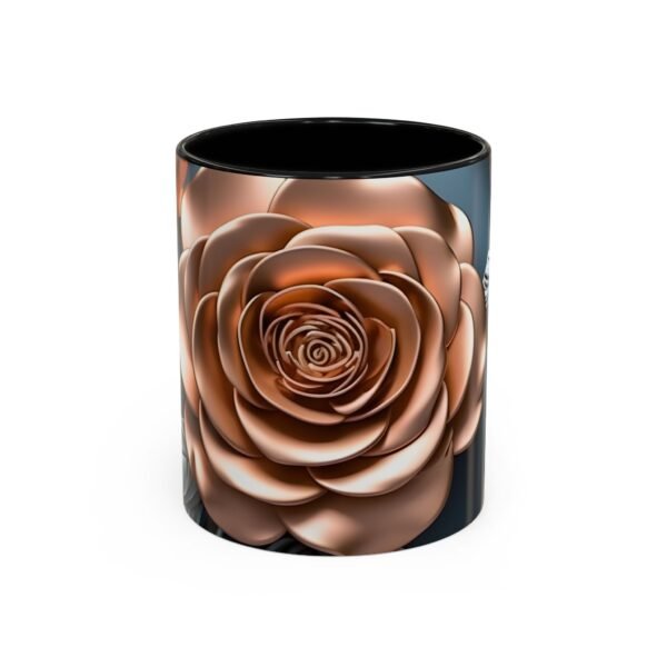 Gold Flower Accent Coffee Mug - Floral Design Cup - Image 7