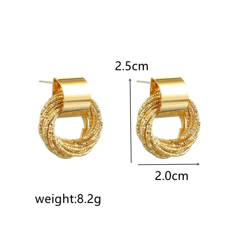 Retro Metal Gold Color Multiple Small Circle Stud Earrings for Women - Image 9