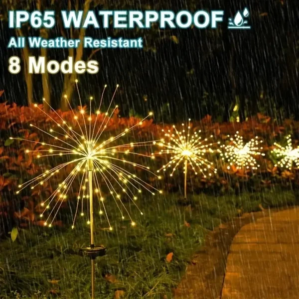 90-200LED Solar Firework Light Waterproof Outdoor 8 Lighting Modes Fairy String Light Christmas Solar Lights Garden Decoration - Image 2