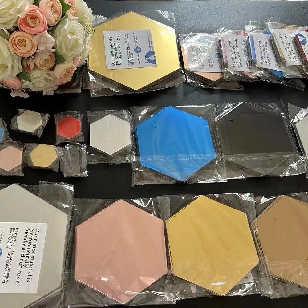 3D Hexagonal Mirror Wall Sticker Acrylic Silver DIY TV Background Living Room Stickers Wall Decor Bedroom Bathroom Home Decor - Image 2