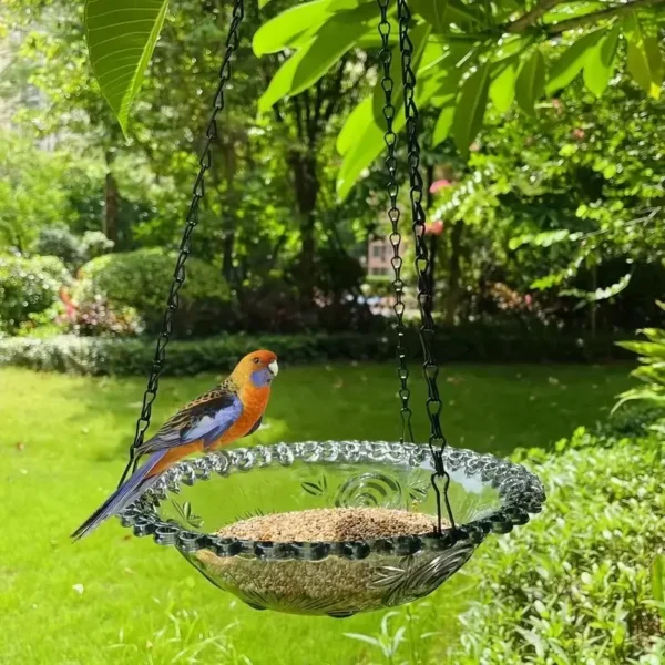 Hanging Bird Feeder & Birdbath Set – Flower Shaped Glass Bowls for Garden Decor, Outdoor Yard, Farm Supplies - Image 2