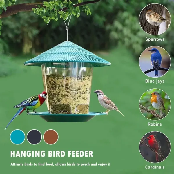Bird Feeder Automatic Foot Feeding Tool, Outdoor Bird Feeder Hanging Nut Feeding, Multiple Hole Dispenser Holder Food Container - Image 2