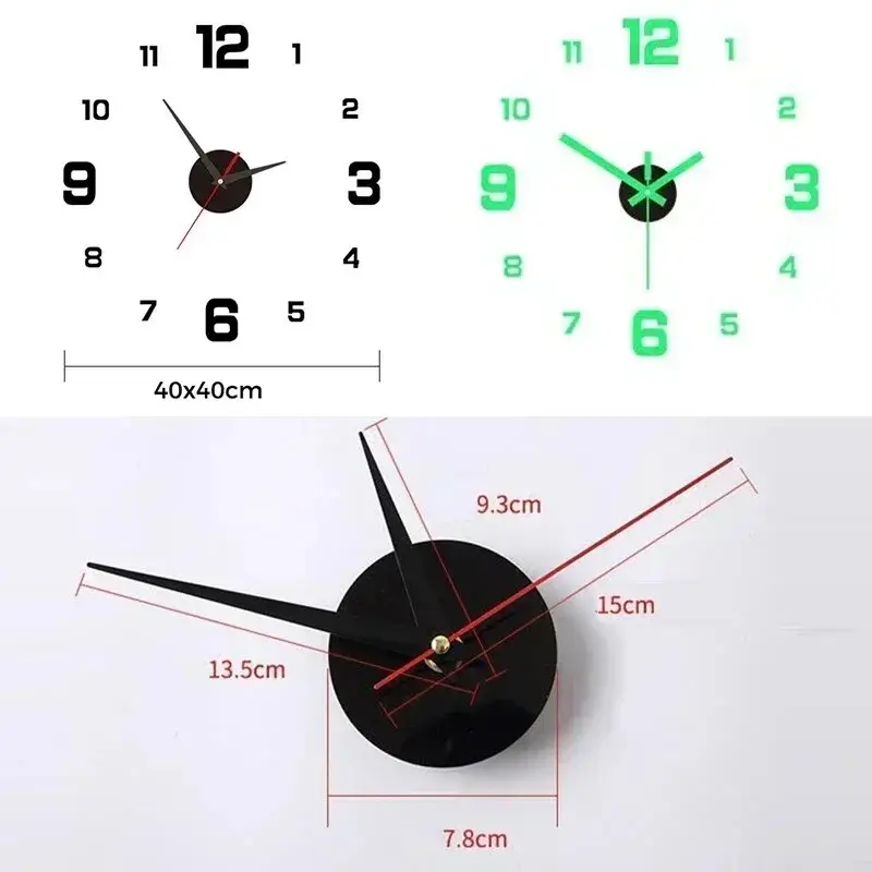 3D Luminous Wall Clock Frameless Acrylic DIY Digital Clock Wall Stickers Mute Clock for Living Room - Image 2