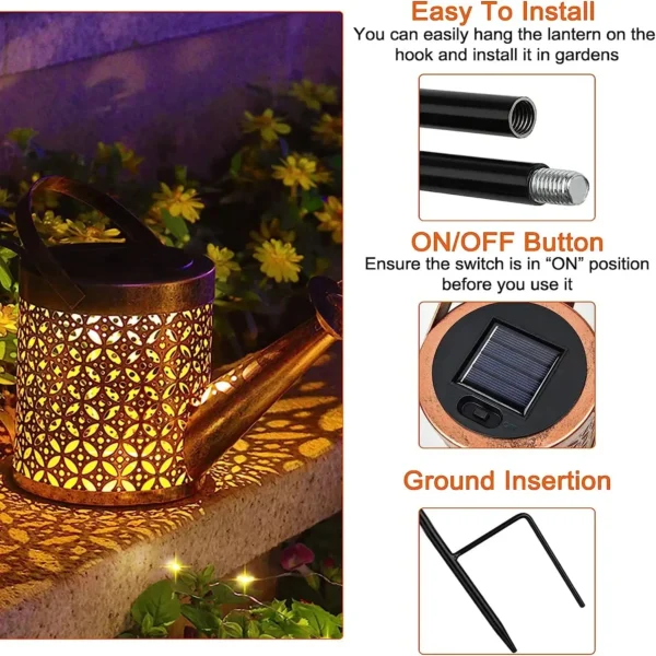 Solar Watering Can LED Fairy Light Lantern - Garden Décor - Image 8