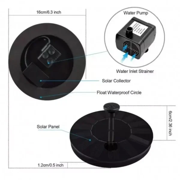 Solar-Powered Floating Fountain Pump – Pond & Birdbath Decor - Image 7