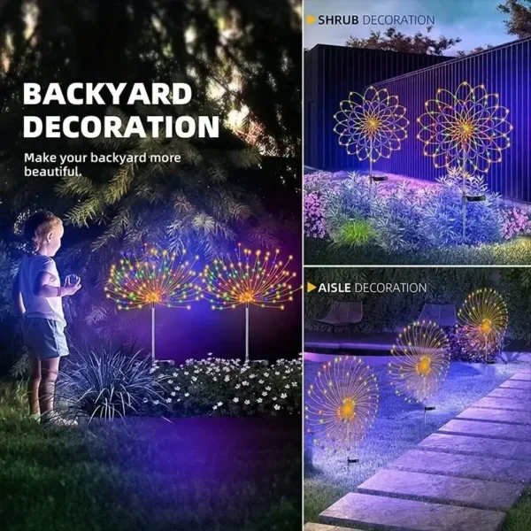 90-200LED Solar Firework Light Waterproof Outdoor 8 Lighting Modes Fairy String Light Christmas Solar Lights Garden Decoration - Image 5