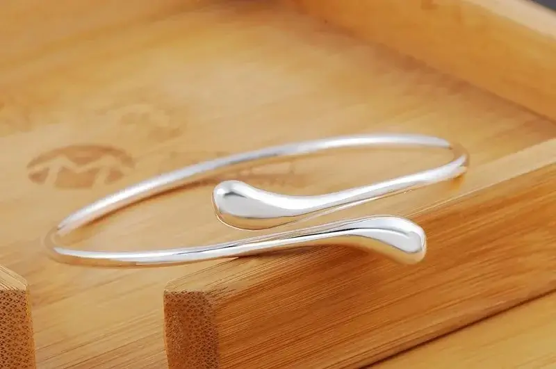 Sterling Silver Bracelets for Women fine Water droplets bangles lady Fashion Wedding Party Christmas Gift Jewelry - Image 5
