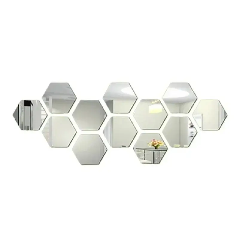 3D Hexagonal Mirror Wall Sticker Acrylic Silver DIY TV Background Living Room Stickers Wall Decor Bedroom Bathroom Home Decor - Image 7