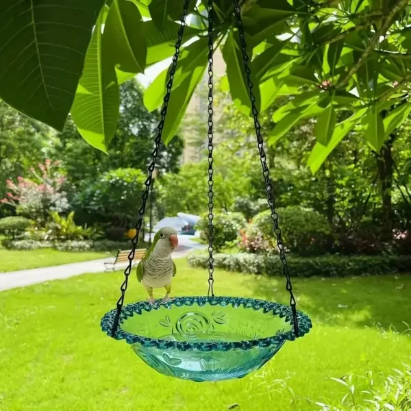 Hanging Bird Feeder & Birdbath Set – Flower Shaped Glass Bowls for Garden Decor, Outdoor Yard, Farm Supplies - Image 3