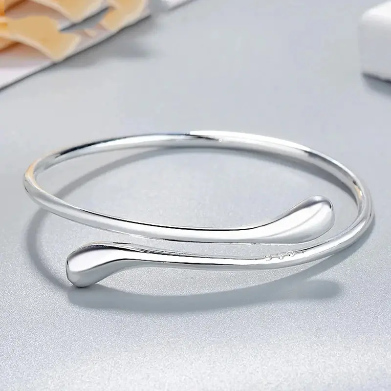 Sterling Silver Bracelets for Women fine Water droplets bangles lady Fashion Wedding Party Christmas Gift Jewelry