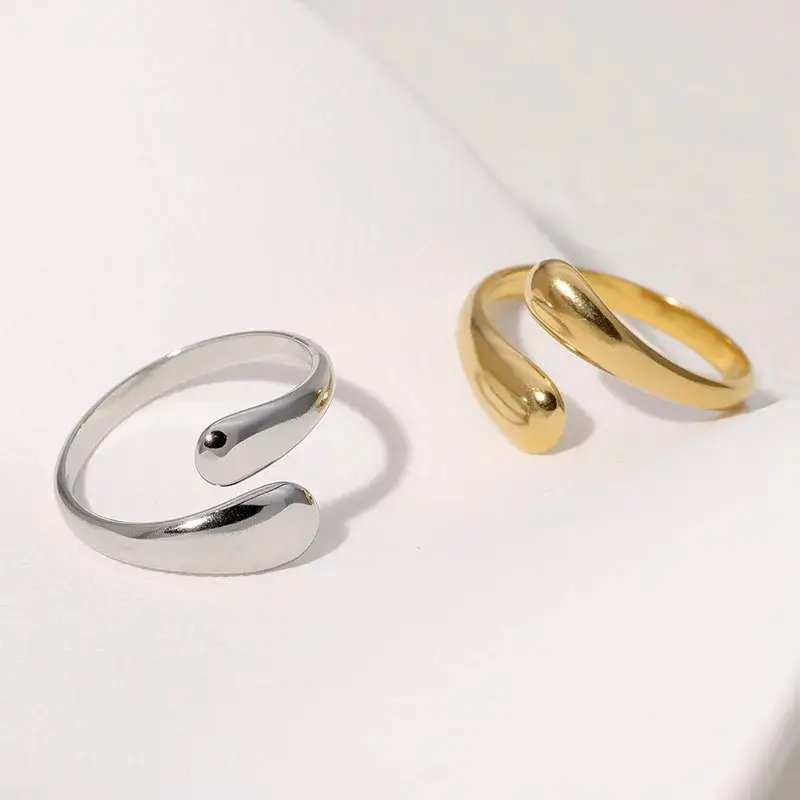 Retro Water Drop Ring For Women Stainless Steel Statement for Everyday