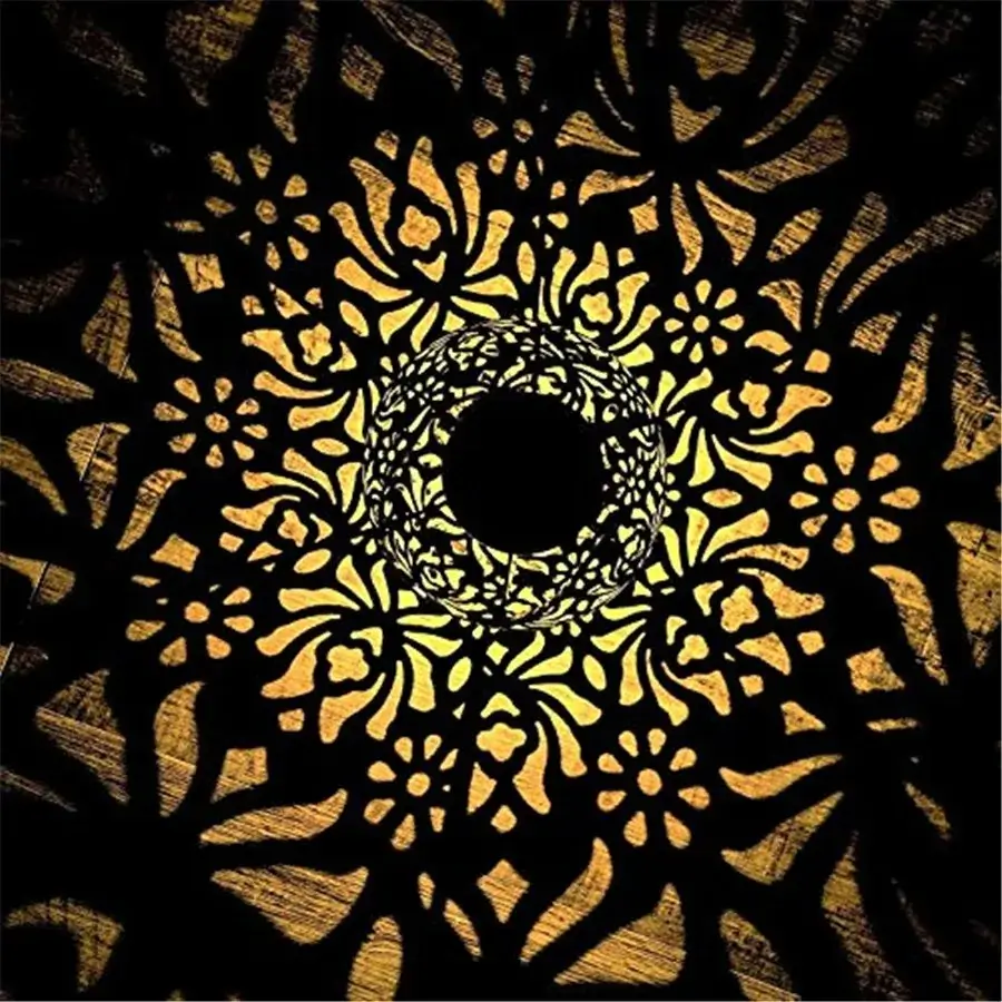 Solar-Powered Moroccan Garden Lantern – Waterproof Metal LED Light with Floral Shadow Pattern - Image 3
