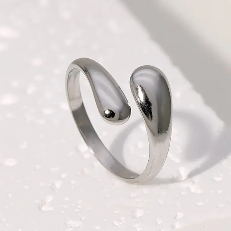 Retro Water Drop Ring For Women Stainless Steel Statement for Everyday - Image 5