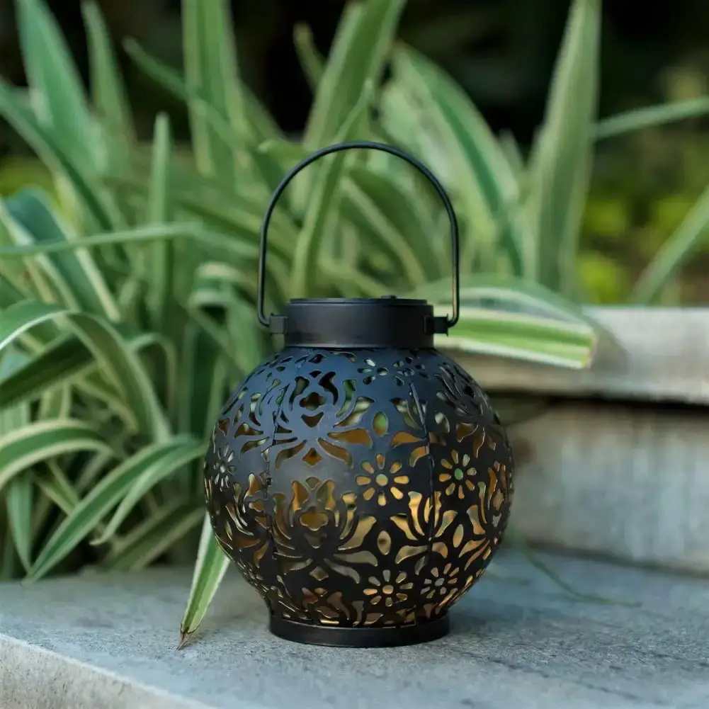 Solar-Powered Moroccan Garden Lantern – Waterproof Metal LED Light with Floral Shadow Pattern - Image 5