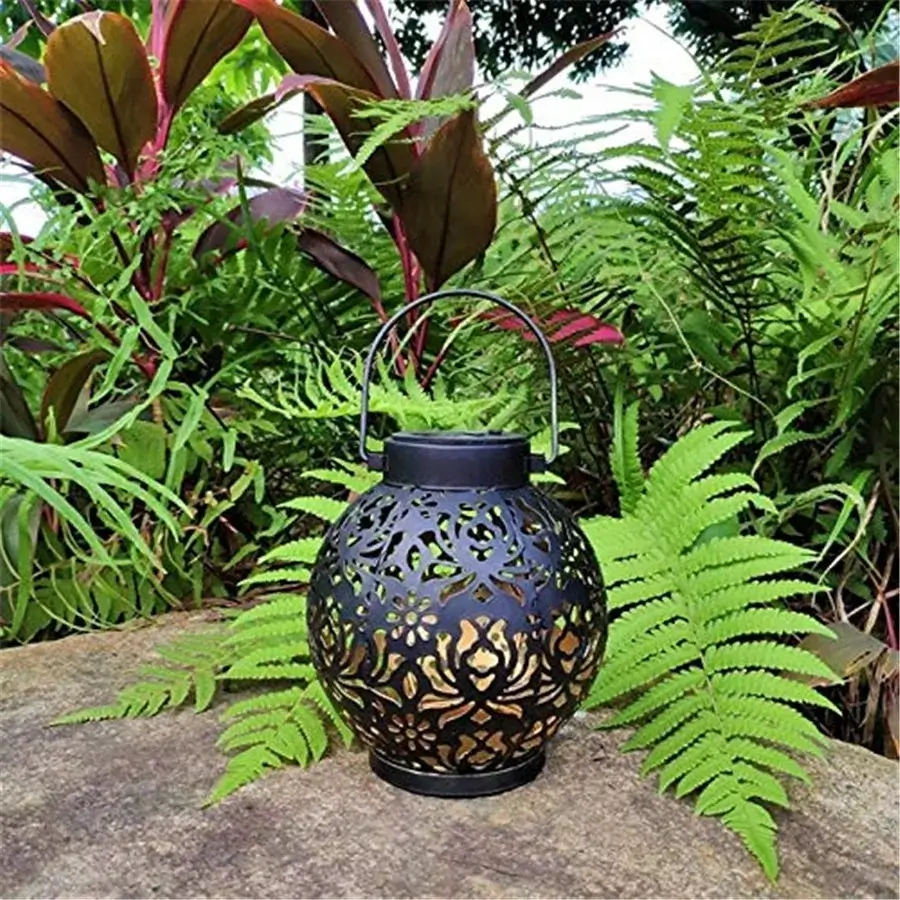 Solar-Powered Moroccan Garden Lantern – Waterproof Metal LED Light with Floral Shadow Pattern - Image 4