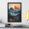 Sunset Mountain Abstract Art Framed Posters - Home Decor Wall Art