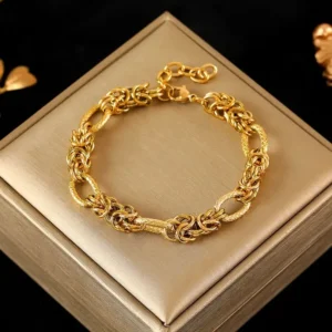 Vintage Gold Stainless Steel Chain Link Bracelet for Women – Retro Elegant Jewelry