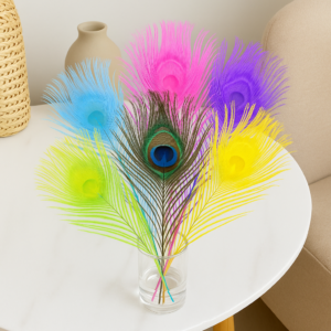 Dyed Colorful Peacock Feathers for Wedding, Carnival, Stage & DIY Crafts