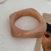 KMVEXO Vintage Punk Beige Khaki Thick Resin Acrylic Smudging Bangles Geometric Irregular Bangle Bracelets - Image 6