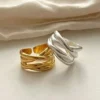 Sterling Rings for Women Fashion Geometric Handmade Irregular Interware Gold Ring