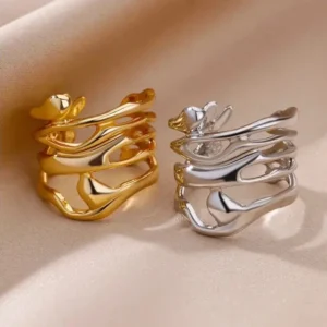 Hollowed-Out Electroplating, Melted Geometric Zinc Alloy Ring