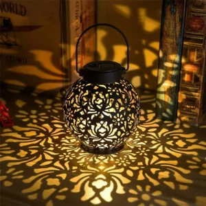 Solar-Powered Moroccan Garden Lantern – Waterproof Metal LED Light with Floral Shadow Pattern