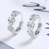 Sterling Silver Needle Earrings for Women's Wedding Fashion High Quality Jewelry Crystal Zircon Flower Cute Stud - Image 3