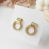 Retro Metal Gold Color Multiple Small Circle Stud Earrings for Women - Image 3