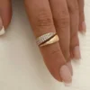 Stainless Steel 18 K Gold Plated Sun Rings for Women Natural Stone Inlaid in Hollow Metal Texture Ring - Image 4