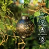 Solar-Powered Moroccan Garden Lantern – Waterproof Metal LED Light with Floral Shadow Pattern - Image 6
