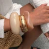 KMVEXO Vintage Punk Beige Khaki Thick Resin Acrylic Smudging Bangles Geometric Irregular Bangle Bracelets - Image 2